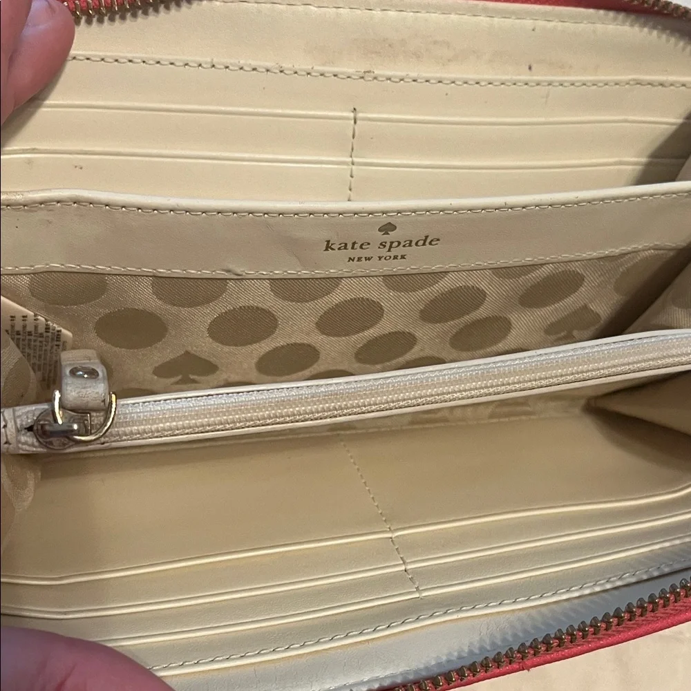 Kate Spade Pink Floral Cedar Street Perforated Cutout Lacey Wallet Zip Closure